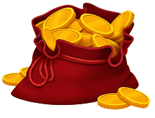 Small bag of coins representing commission